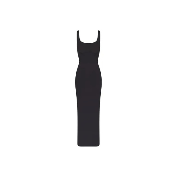 SKIMS Black Bodycon Maxi Dress Square Neck Sleeveless - Picture 4 of 7